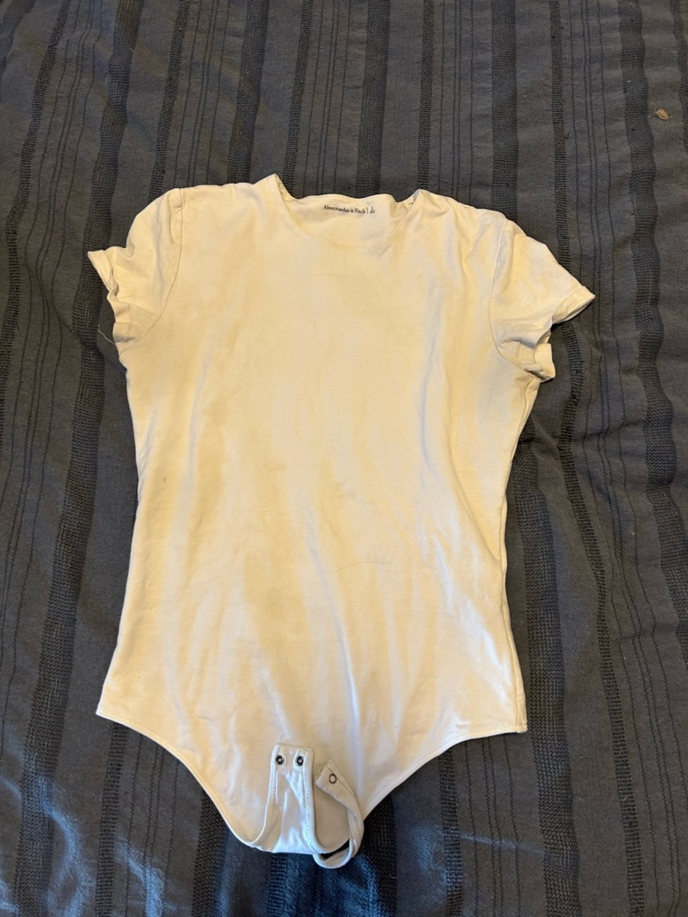 Abercrombie & Fitch Cream Crewneck Short Sleeve Bodysuit